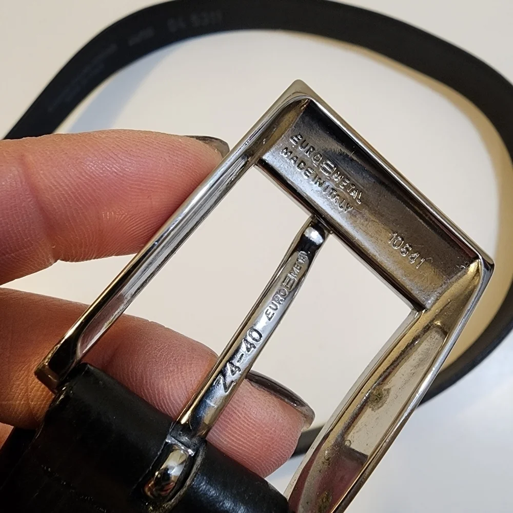 EURO METAL Men's Black leather Belt size 44